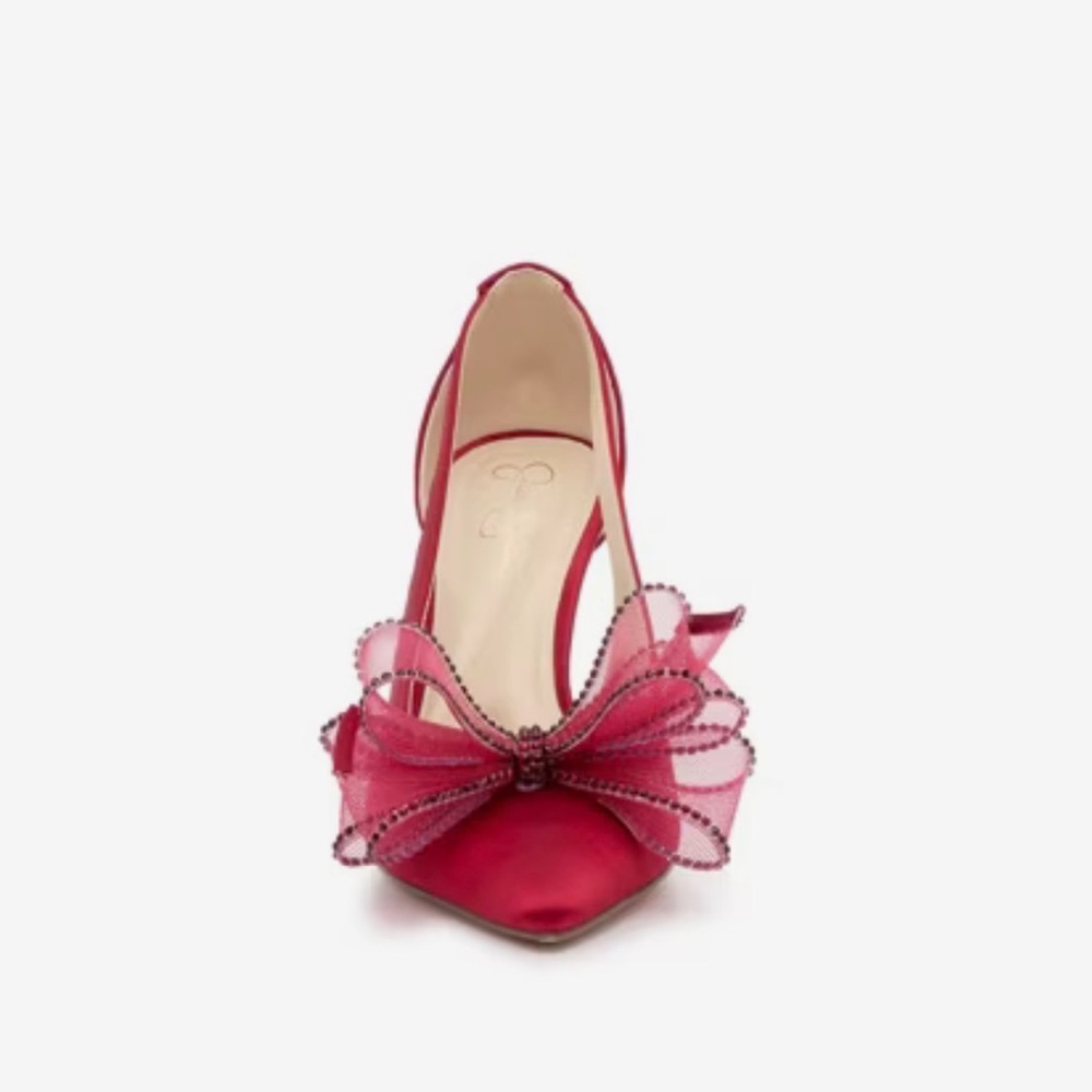 Jessica Simpson Coirah Red Satin Pumps with Statement Bow – Size 9 - Picture 14 of 16